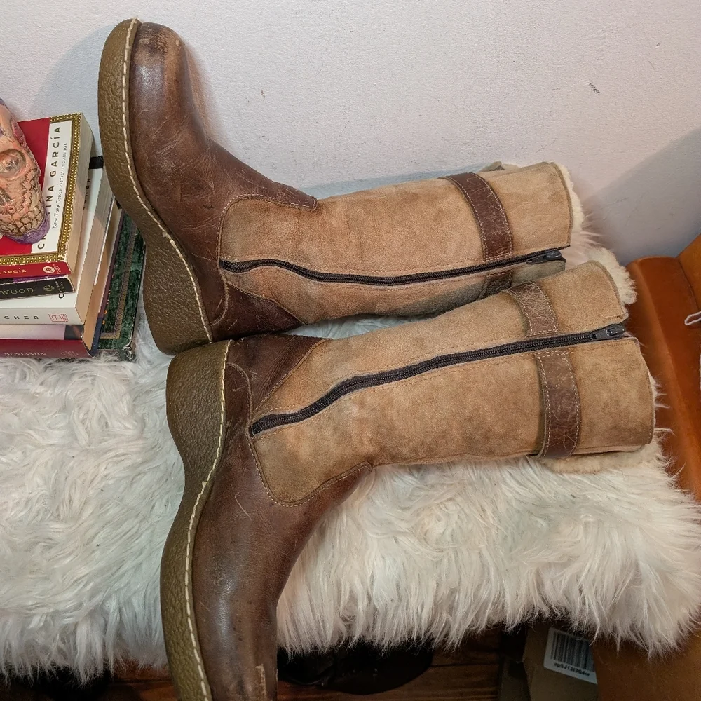 Vintage Sheepskin Shearling Leather Suede Boots - Maxine Canada